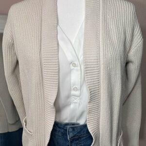 Max & Mia Cream Chunky Knit Cardigan Sweater
